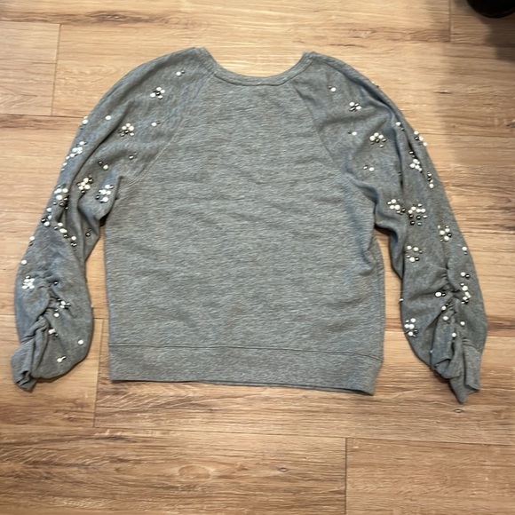 Joie Jesiah Embellished Faux Pearl Pullover Sweatshirt Size - Large - Picture 7 of 11